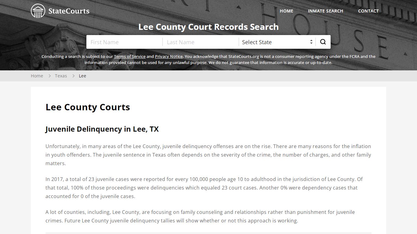 Lee County, TX Courts - Records & Cases - StateCourts