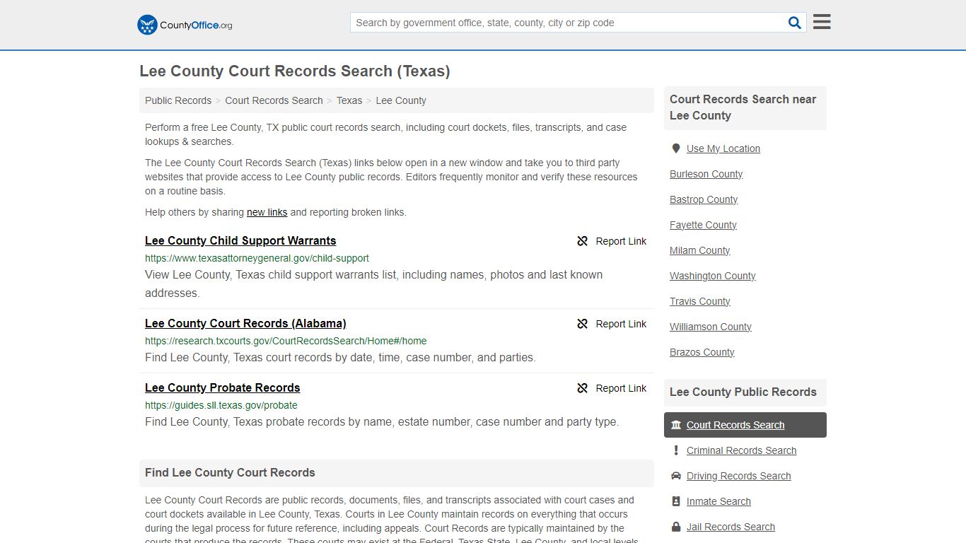 Lee County Court Records Search (Texas) - County Office