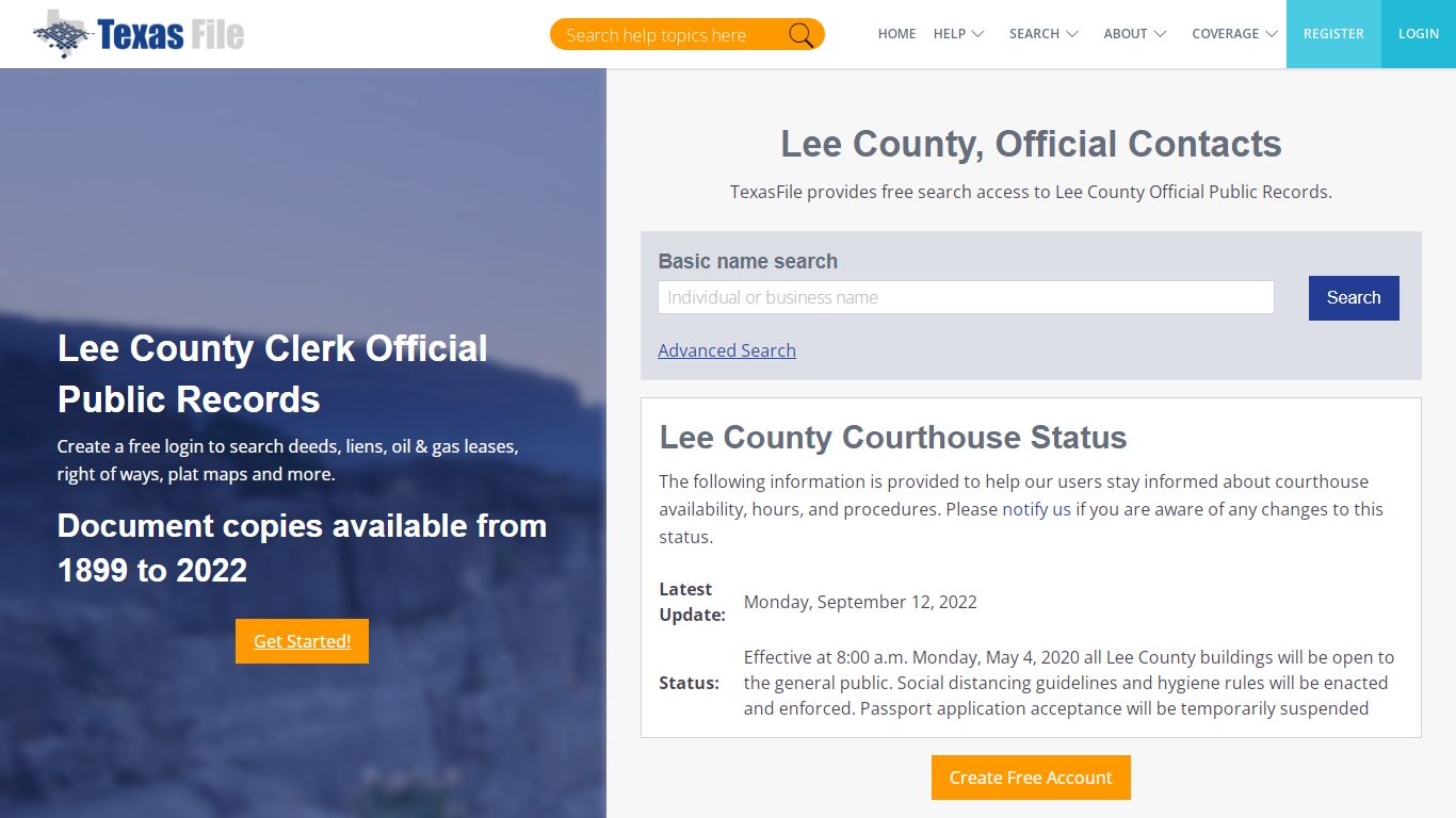 Lee County Clerk Official Public Records | TexasFile